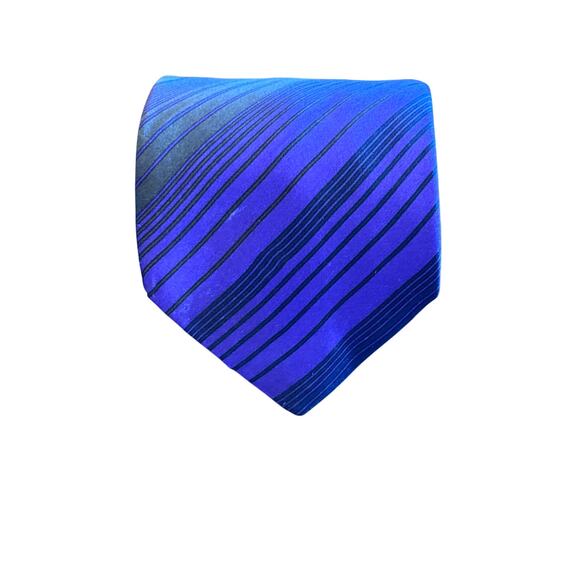 PIERRE BALMAIN Paris Silk Men's Necktie Diagonal Striped Purple Blue - Picture 9 of 9